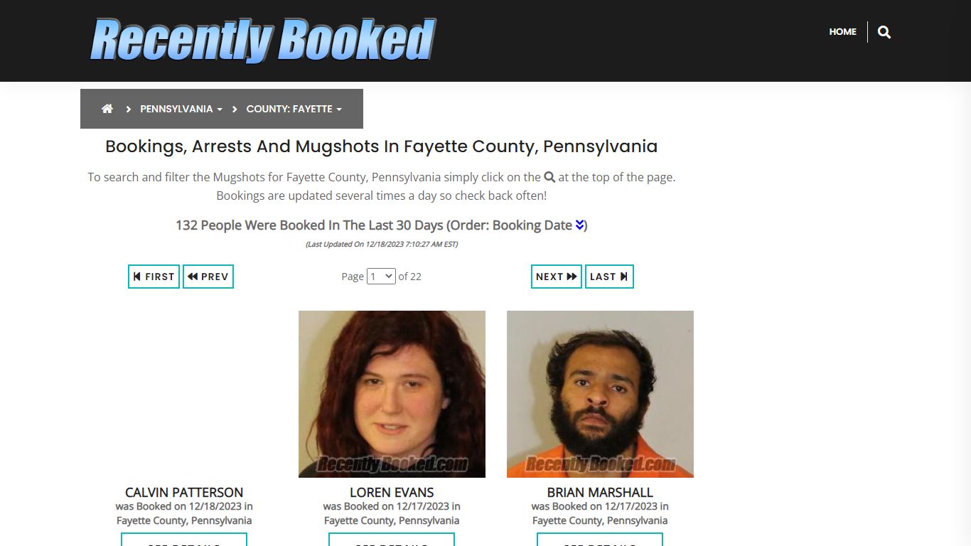 Recent bookings, Arrests, Mugshots in Fayette County, Pennsylvania